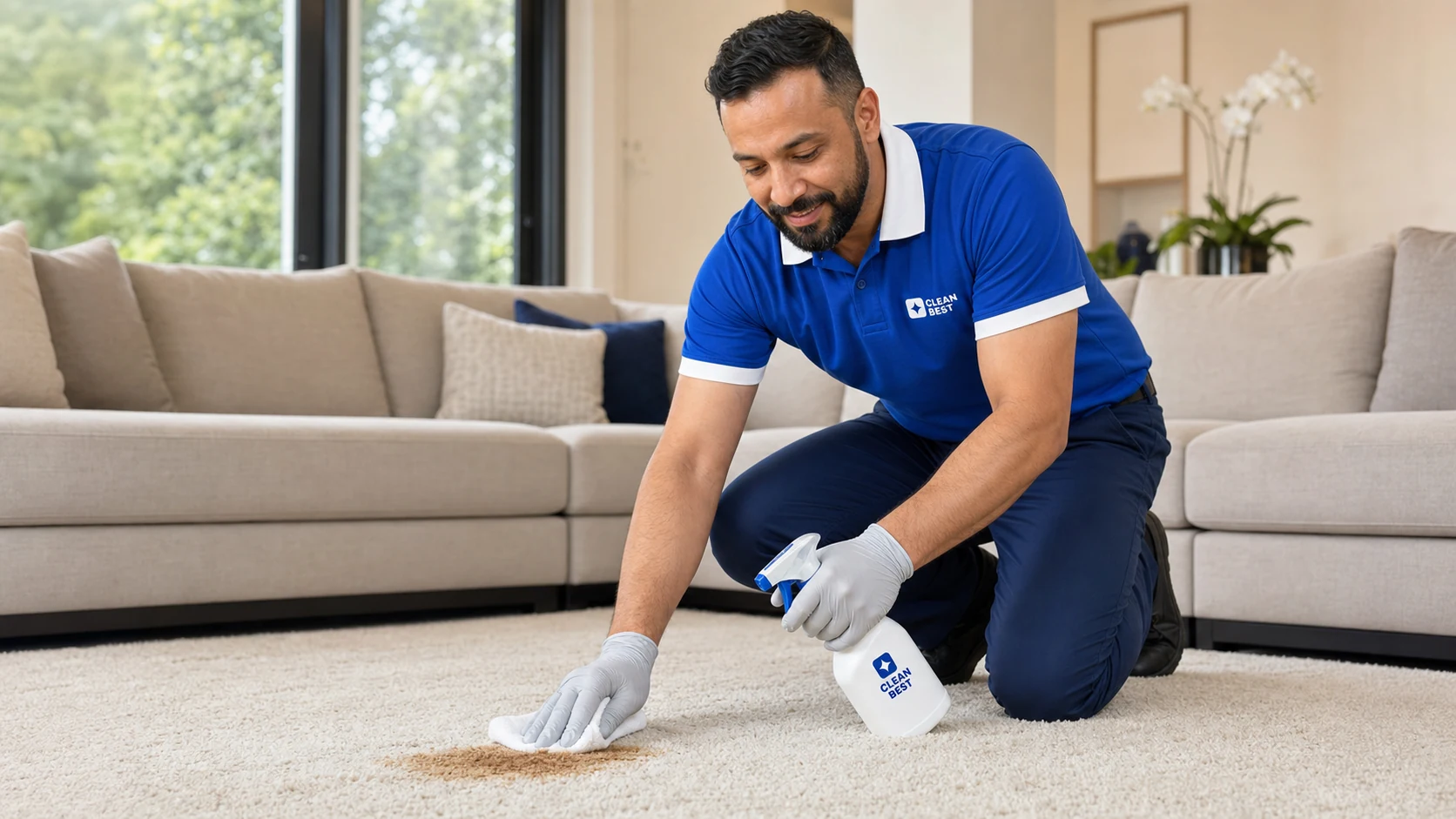 Clean Best technician steam cleaning office carpet in a Wetherill Park business NSW