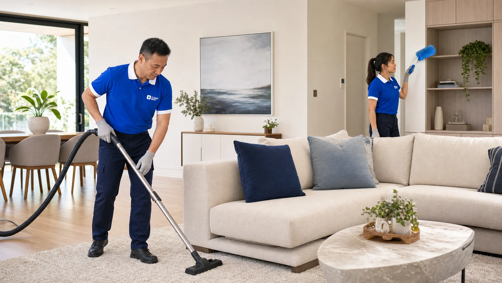Clean Best cleaner wiping a kitchen benchtop in a Wetherill Park home NSW