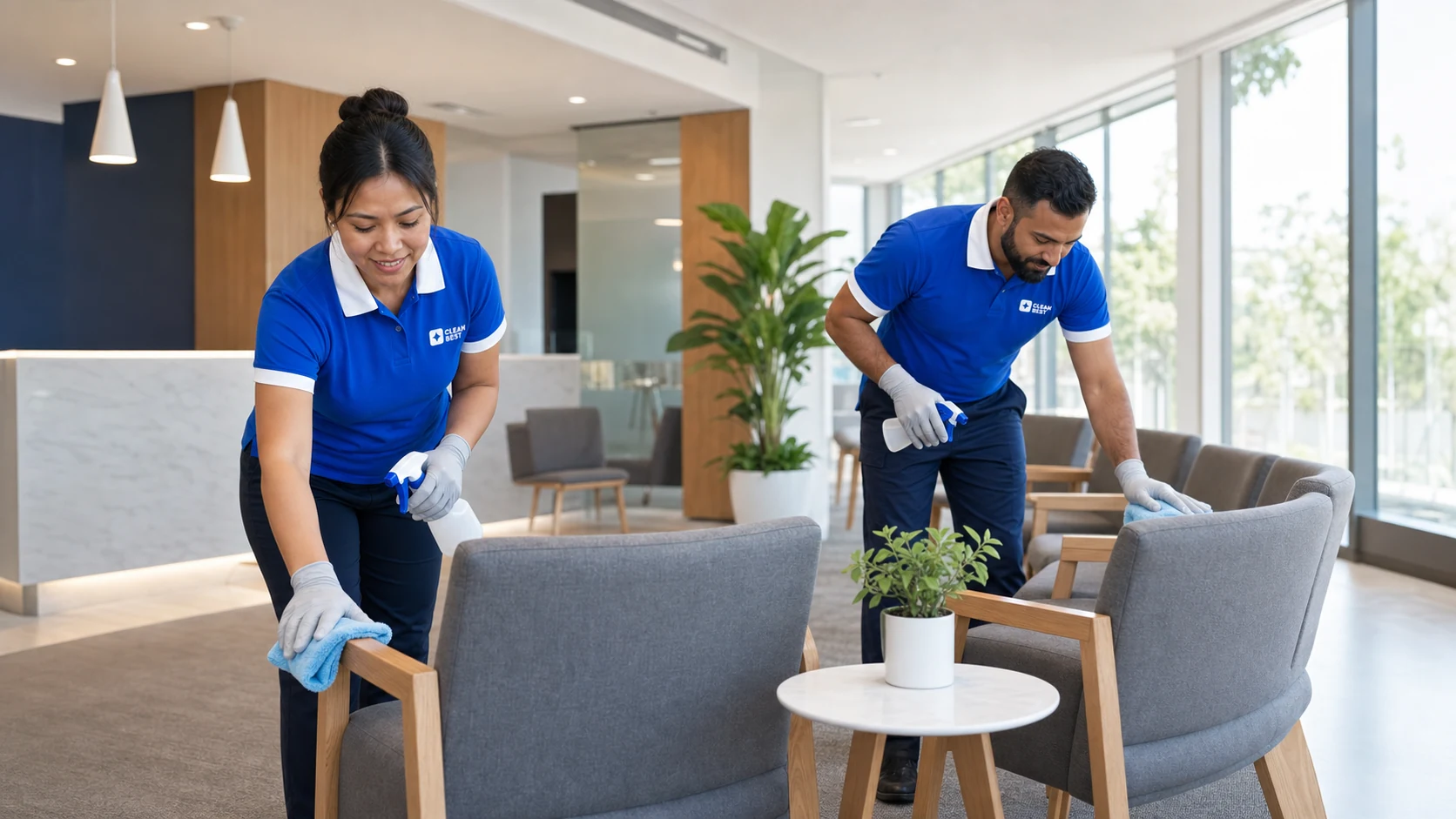 Clean Best cleaner disinfecting a medical centre treatment room in Wetherill Park NSW